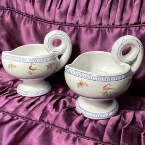 Vintage Made in Italy Night Candlestick Holders w Handles SET OF 2 Signed Marked